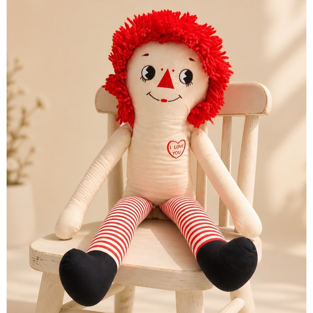 Vintage Raggedy Ann I Love You Doll 18 Inch Plush Red Yarn Hair Toy